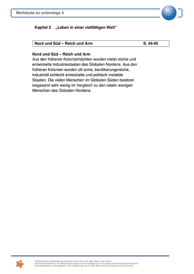 Leben in einer vielfältigen Welt Merktext