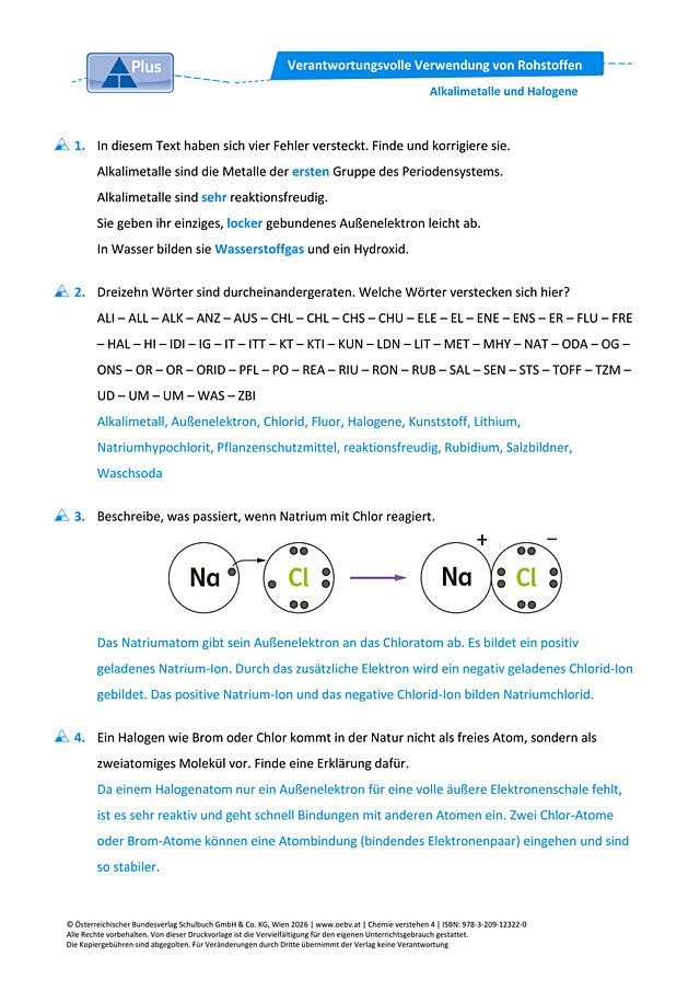 Alkalimetalle und Halogene