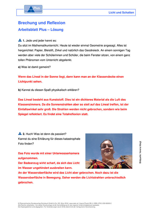 Brechung und Reflexion