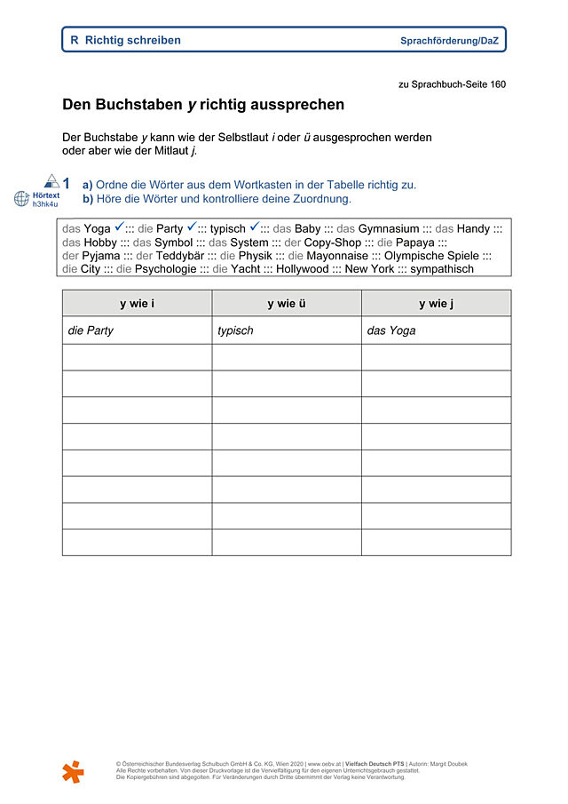 Den Buchstaben y richtig aussprechen