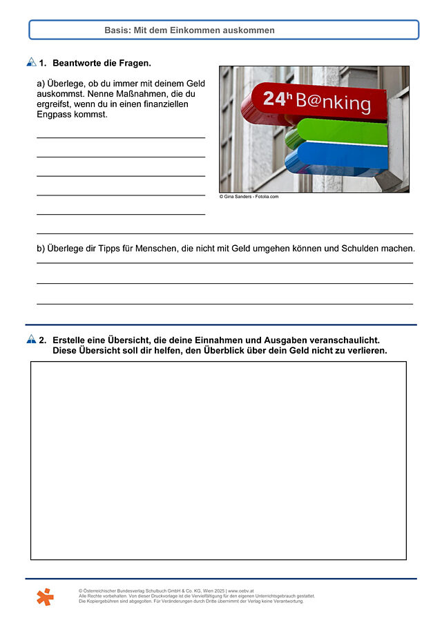 Mit Einkommen auskommen