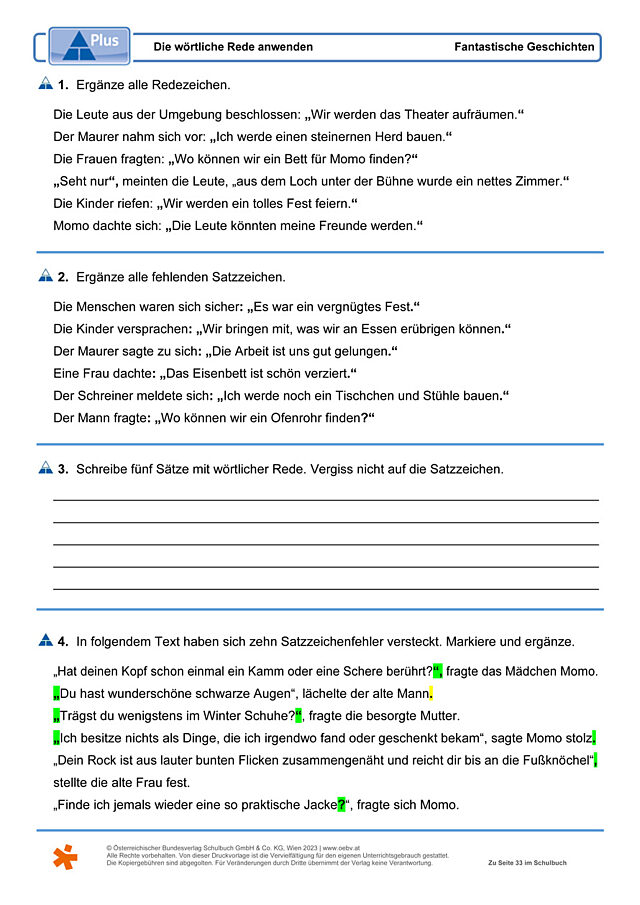 Die wörtliche Rede anwenden