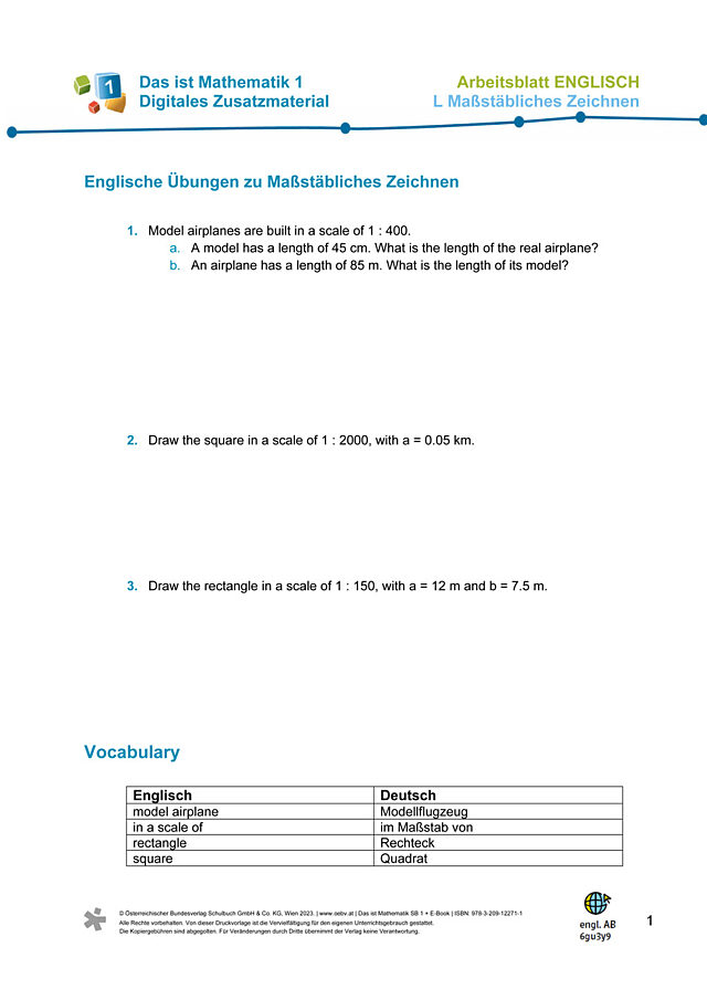 Englisches AB zu L Maßstäbliches Zeichnen