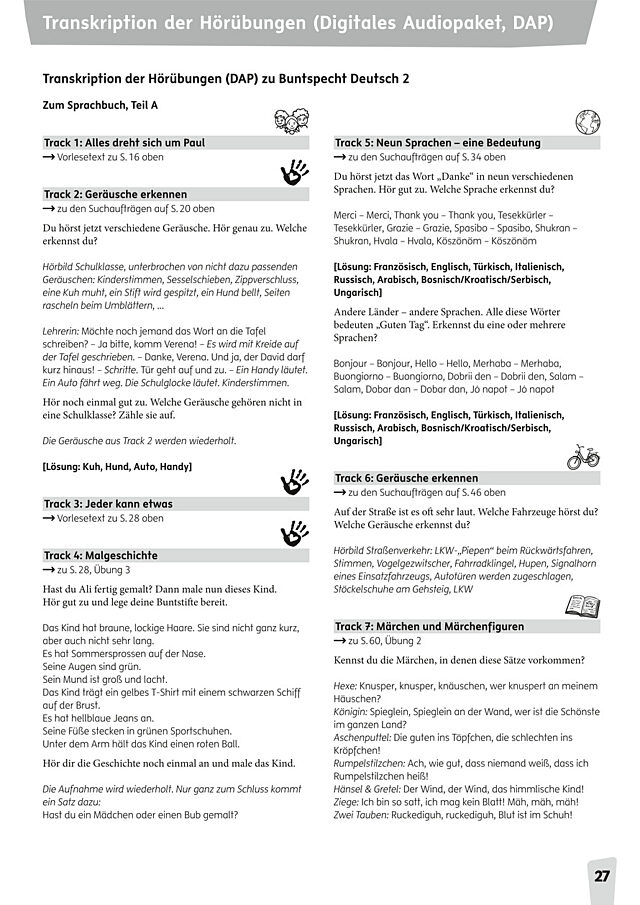 Transkription der Hörübungen