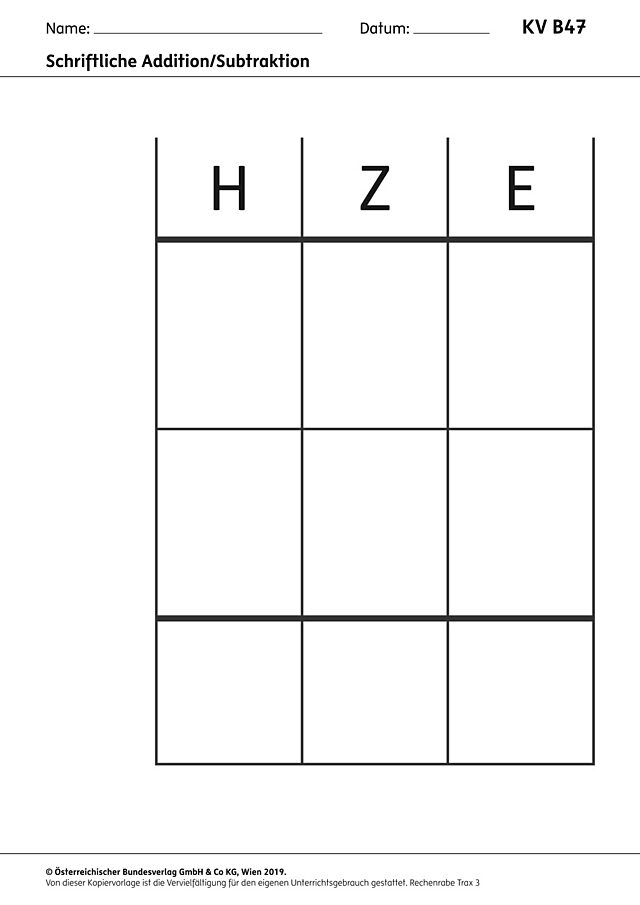 Schriftliche Addition/Subtraktion