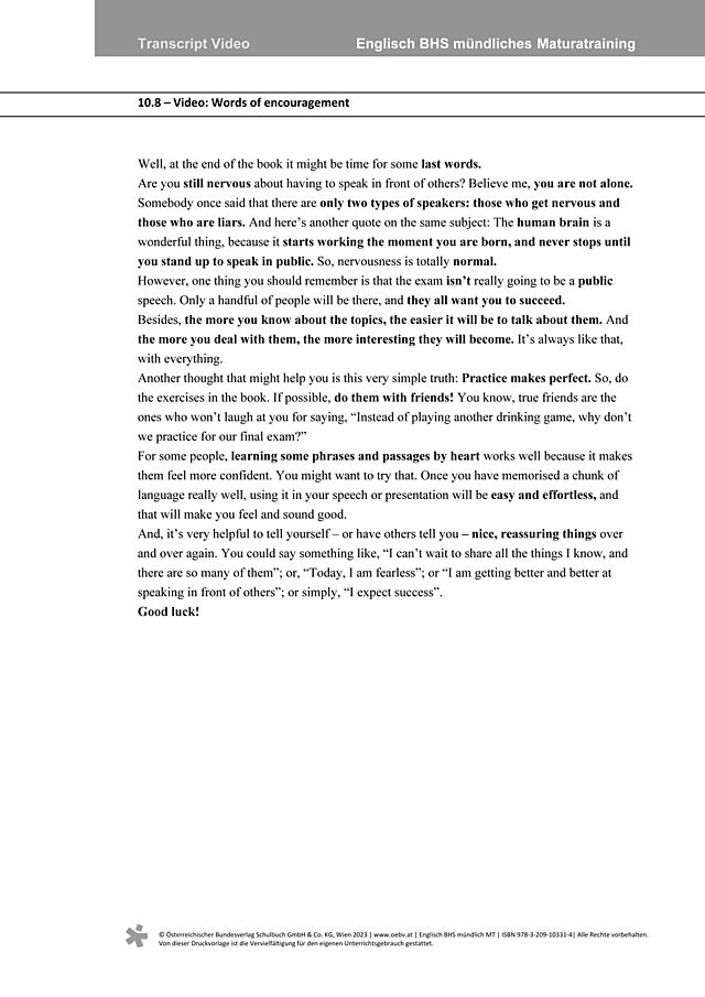 Video 10.8 Encouragement