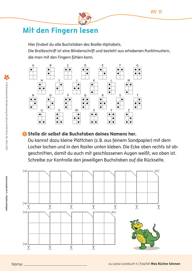 Arbeitsblatt 11: Mit den Fingern lesen