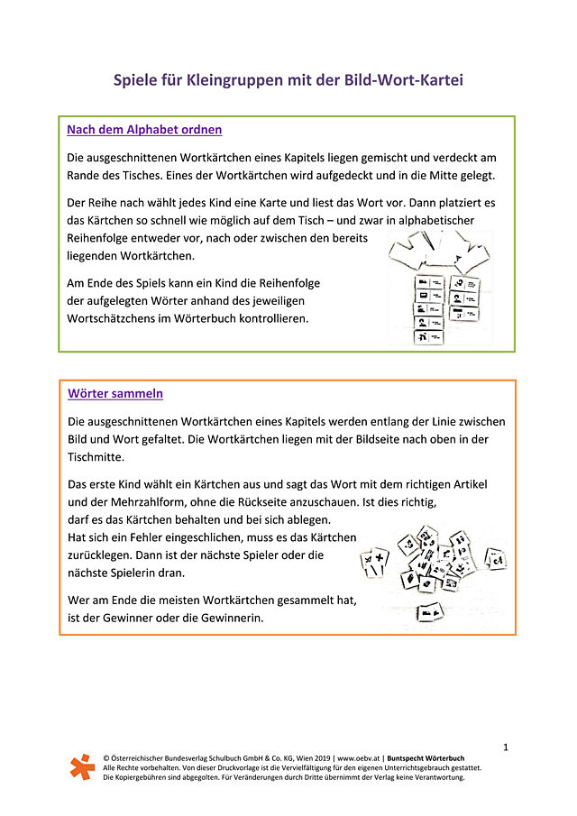 Gruppenspiele mit der Bild-Wort-Kartei