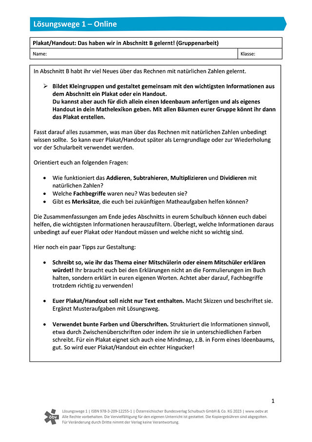 Plakat bzw. Handout