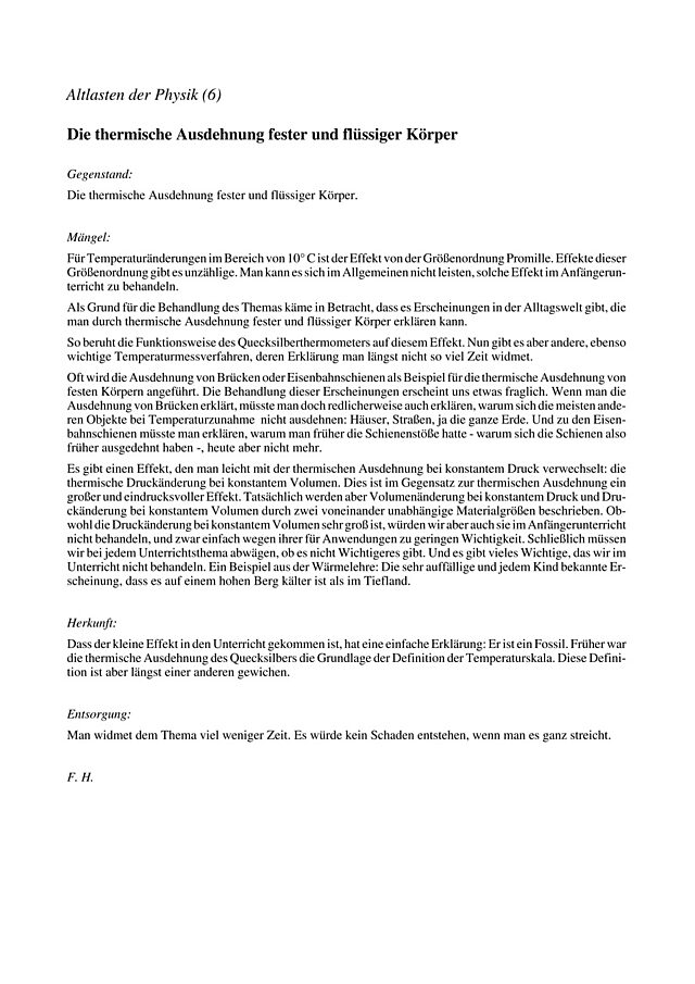 Die thermische Ausdehnung fester und flüssiger Körper