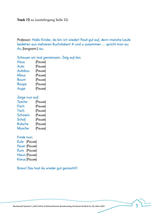 Track 12: Laute aus mehreren Buchstaben