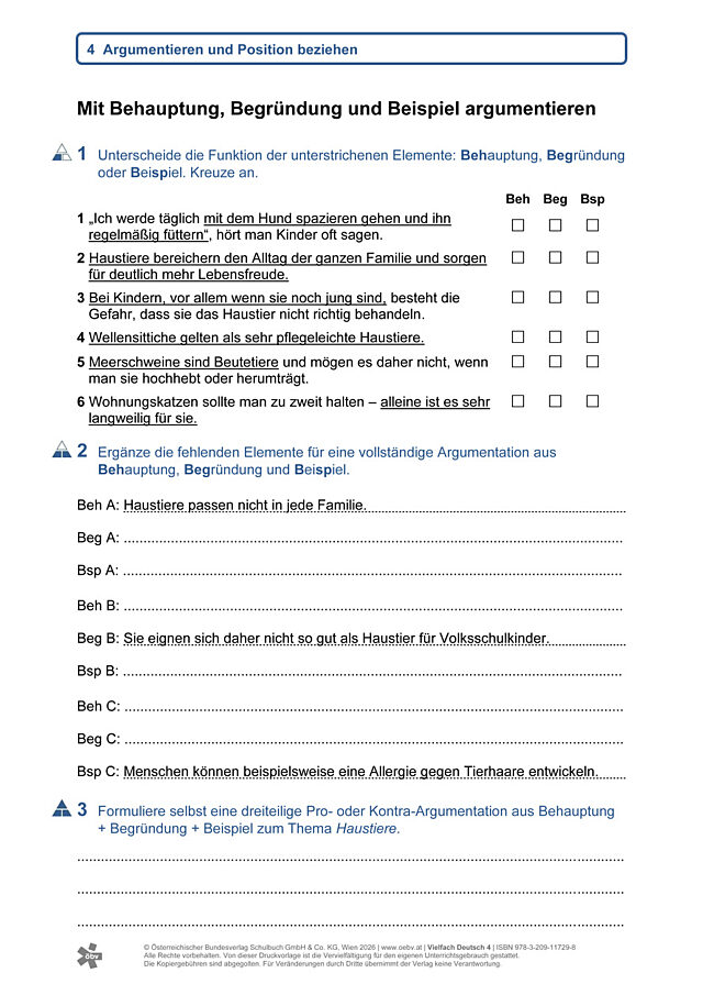 Argumentieren mit den 3 Bs