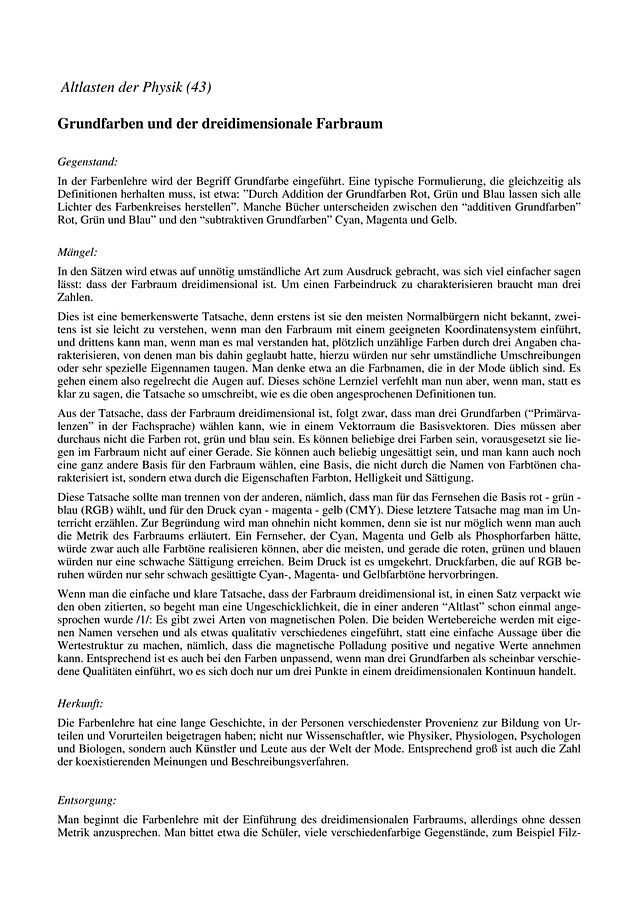 Grundfarben und der dreidimensionale Farbraum