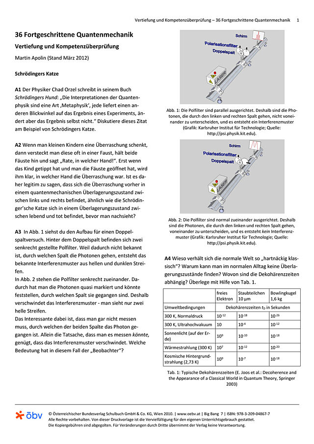 Fortgeschrittene Quantenmechanik