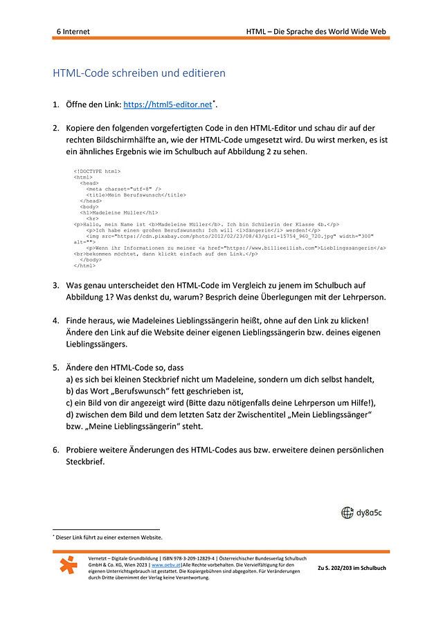HTML-Code schreiben und editieren