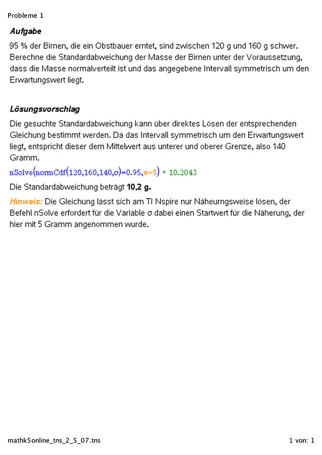 die Standardabweichung einer normalverteilten Zufallsvariablen berechnen