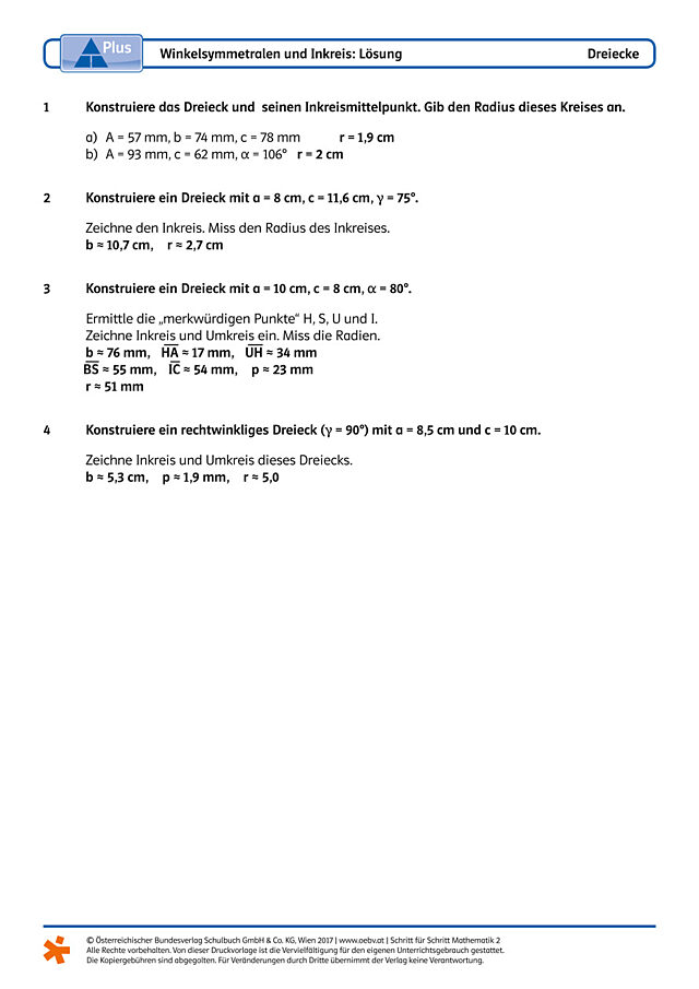 Winkelsymmetrale und Inkreis