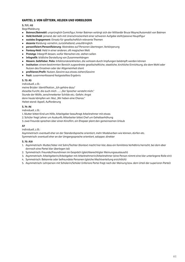 Von Göttern, Helden und Vorbildern