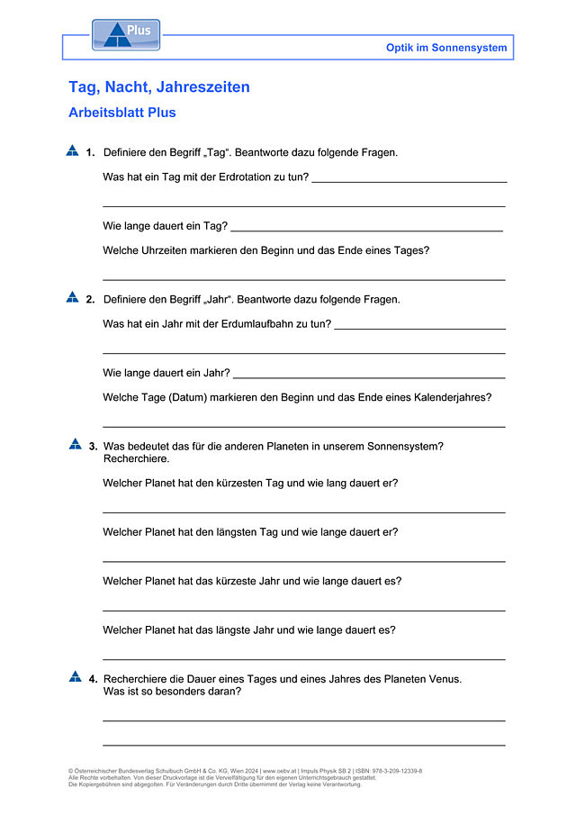 Tag, Nacht, Jahreszeiten