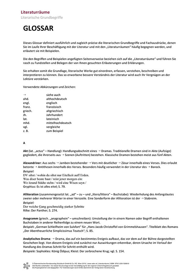 Glossar der literarischen Grundbegriffe