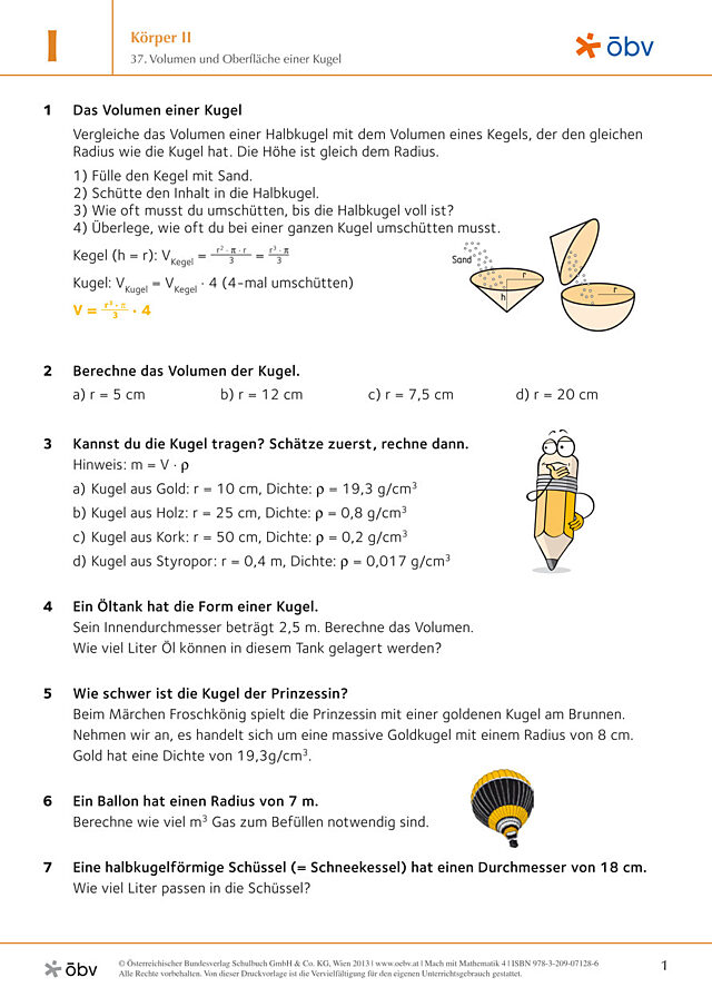 37. Volumen und Oberfläche einer Kugel