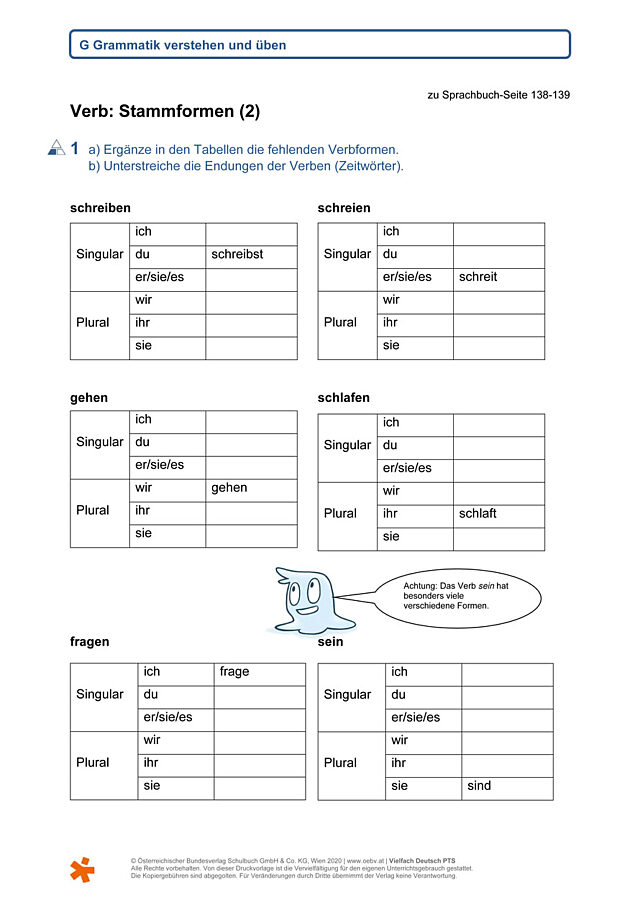 Verb: Stammformen (2)