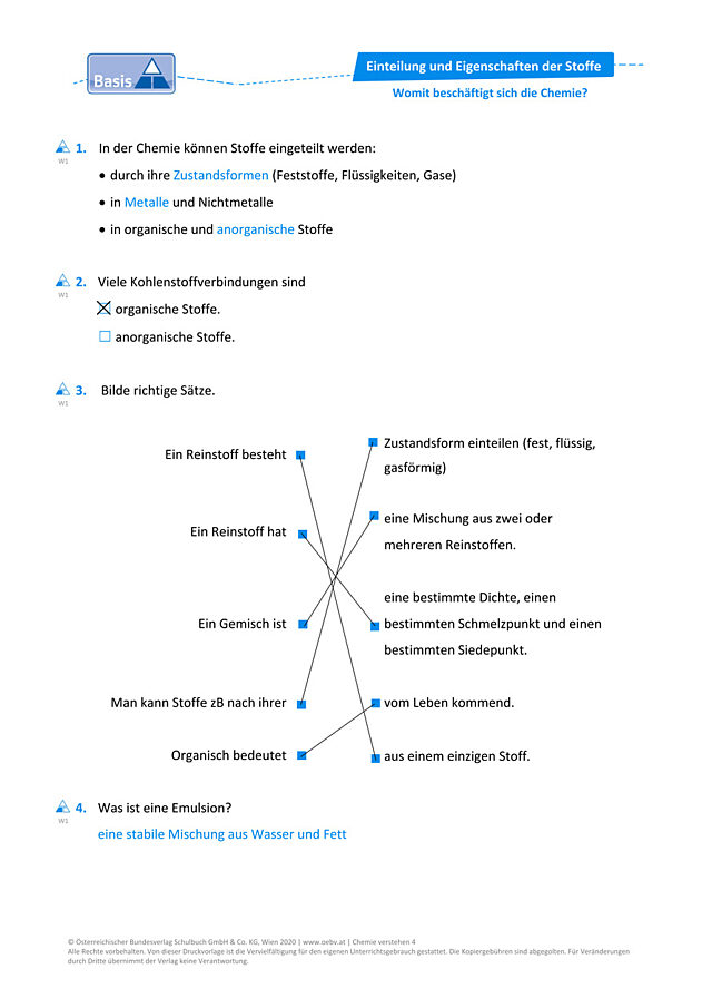 Die Eigenschaften der Stoffe