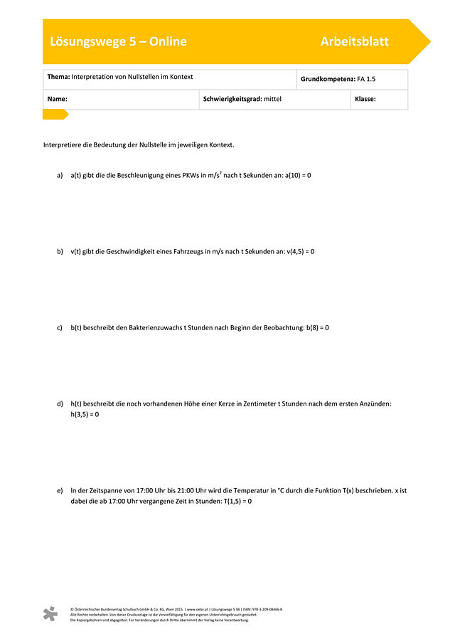 Deutung von Nullstellen