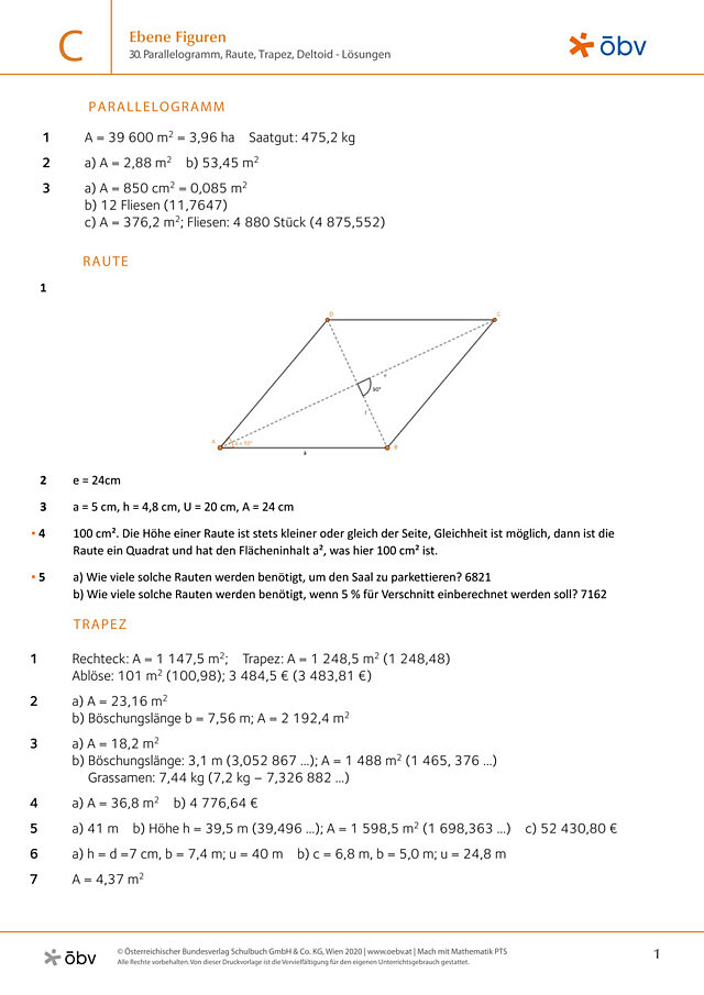30. Parallelogramm, Raute, Trapez, Deltoid