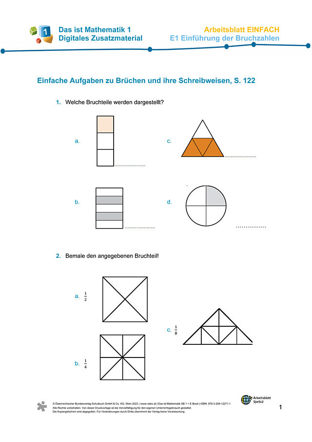 Einfaches AB zu E1 Brüche und ihre Schreibweisen