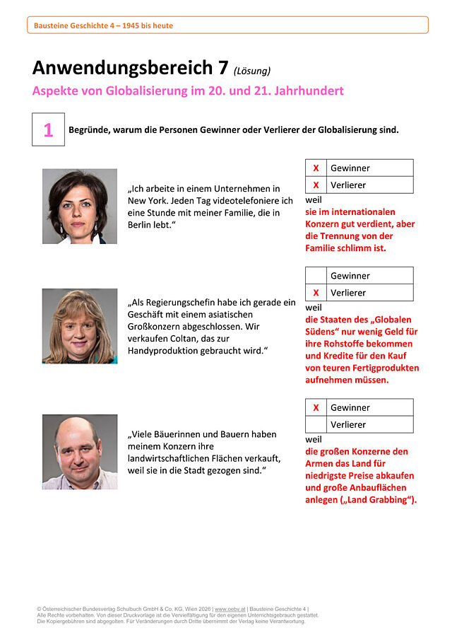Anwendungsbereich 7 - Aspekte von Globalisierung im 20. und 21. Jahrhundert