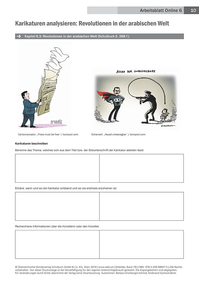 Karikaturen analysieren: Revolutionen in der arabischen Welt