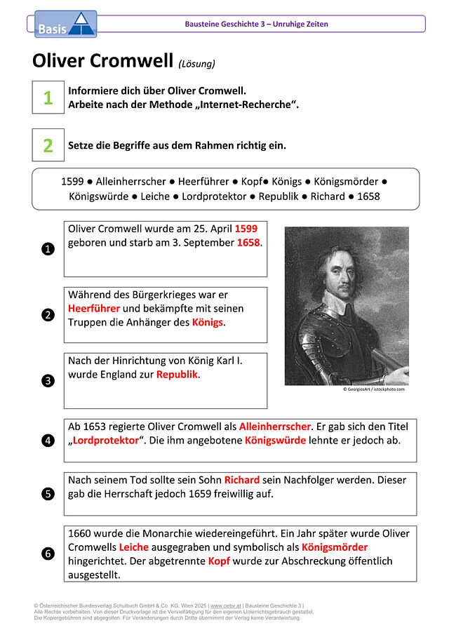 Internet-Recherche: Oliver Cromwell