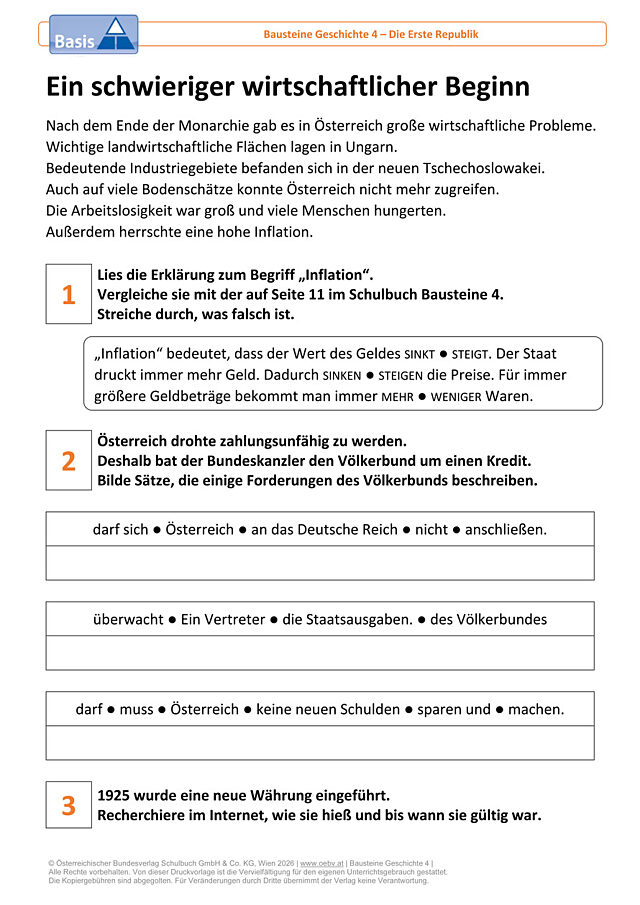 Ein schwieriger wirtschaftlicher Beginn