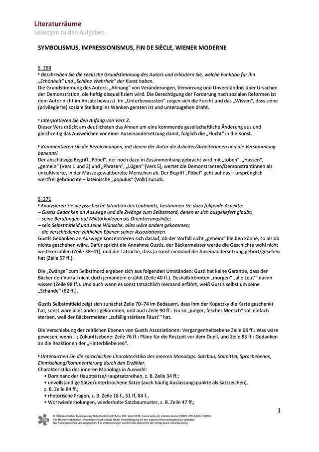 Symbolismus, Impressionismus, Fin de Siècle, Wiener Moderne