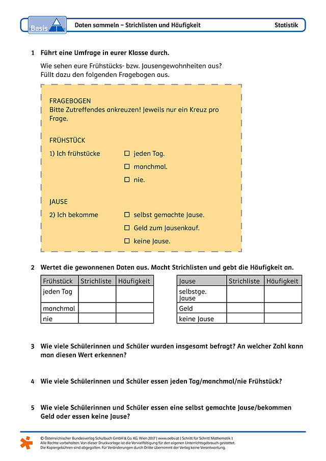 Daten sammeln - Strichlisten und Häufigkeiten