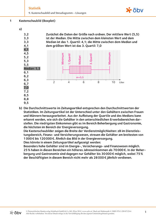 9. Kastenschaubild und Streudiagramm