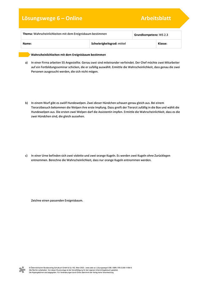 Wahrscheinlichkeiten mit dem Ereignisbaum bestimmen