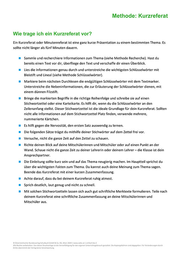 Methode: Kurzreferat
