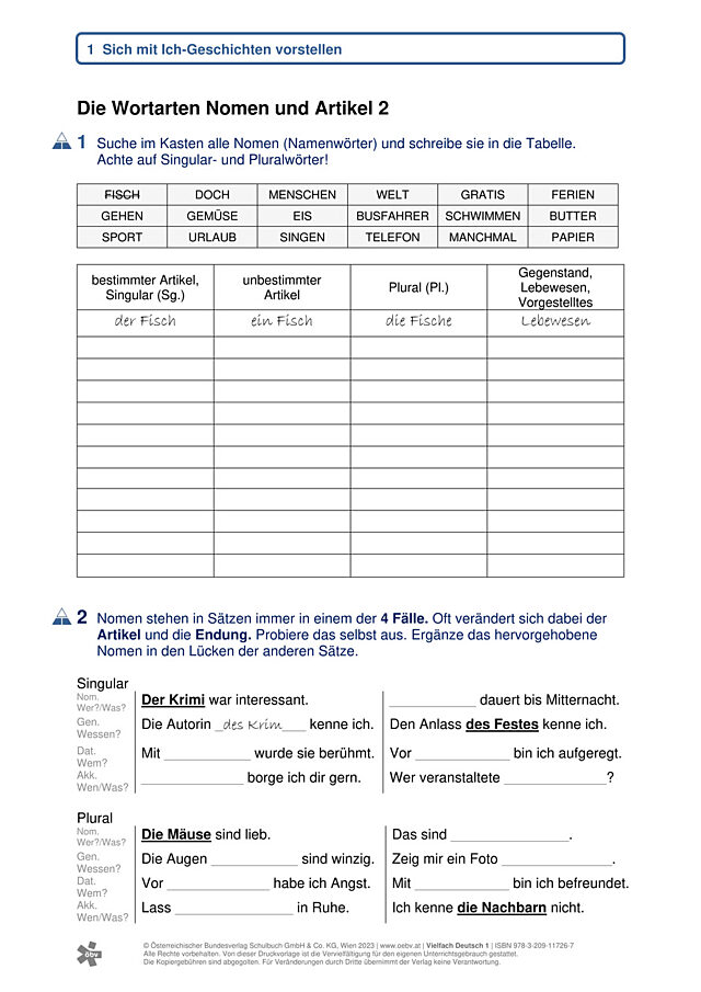 Nomen und Artikel 2