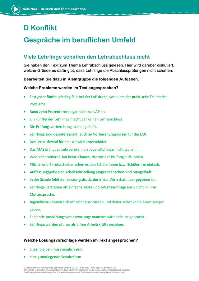 Gespräche im beruflichen Umfeld