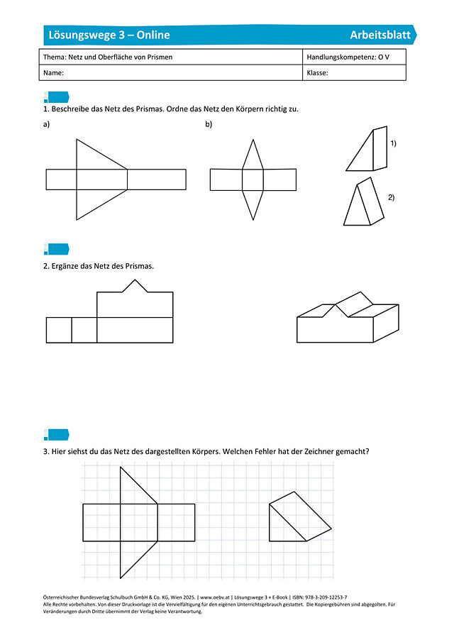 Netz und Oberfläche von Prismen