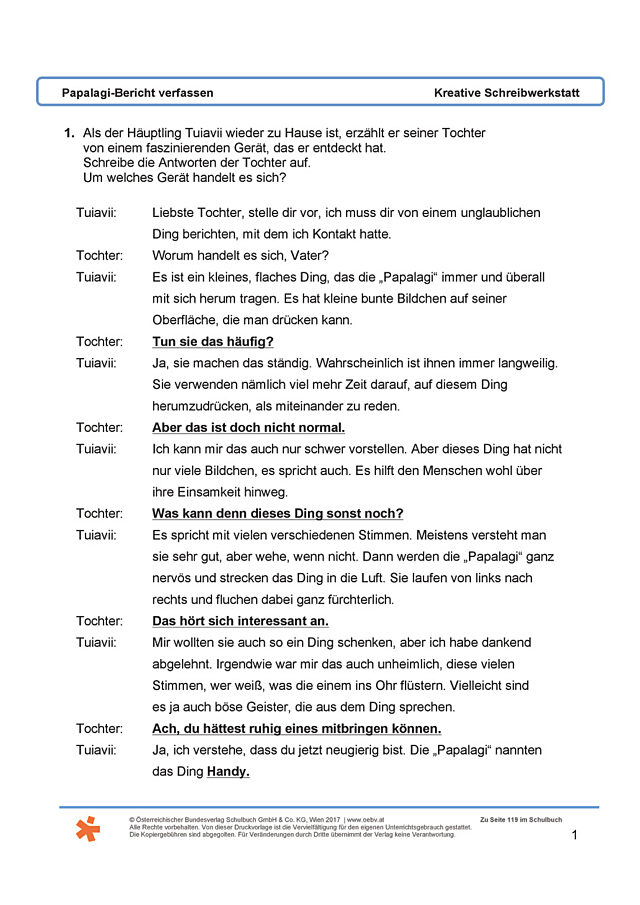 Papalagi-Bericht verfassen