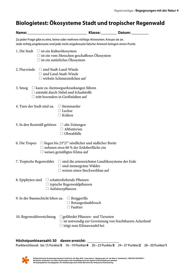 Ökosysteme Stadt und tropischer Regenwald