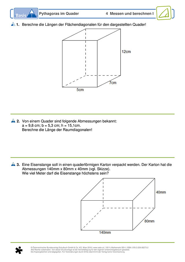 Pythagoras im Quader