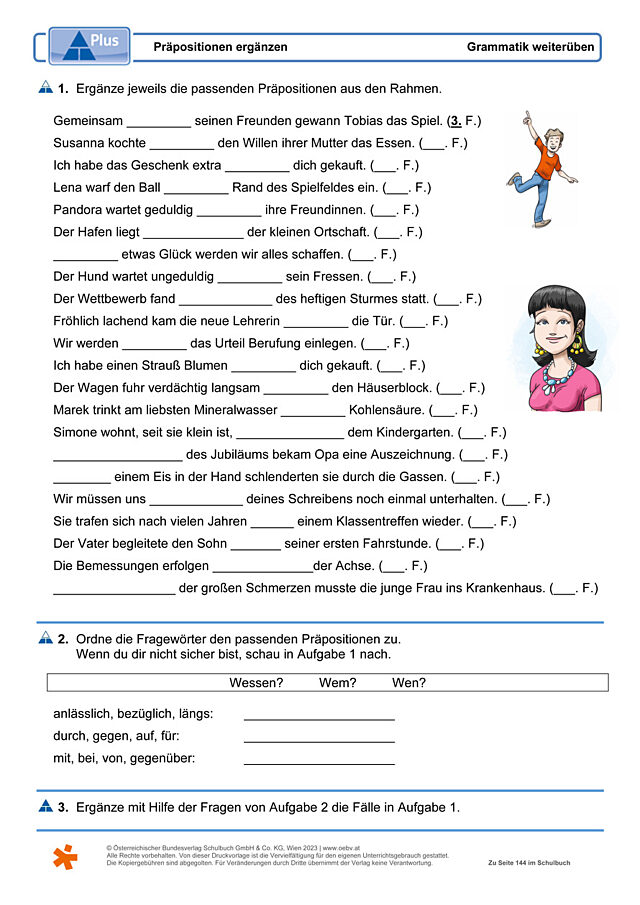 Präpositionen ergänzen