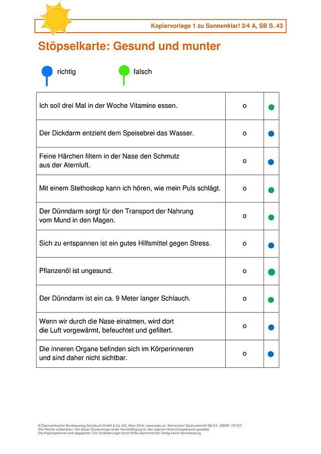 Stöpselkarte: Gesund und munter