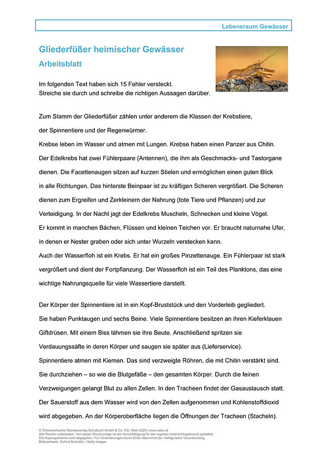 Gliederfüßer heimischer Gewässer