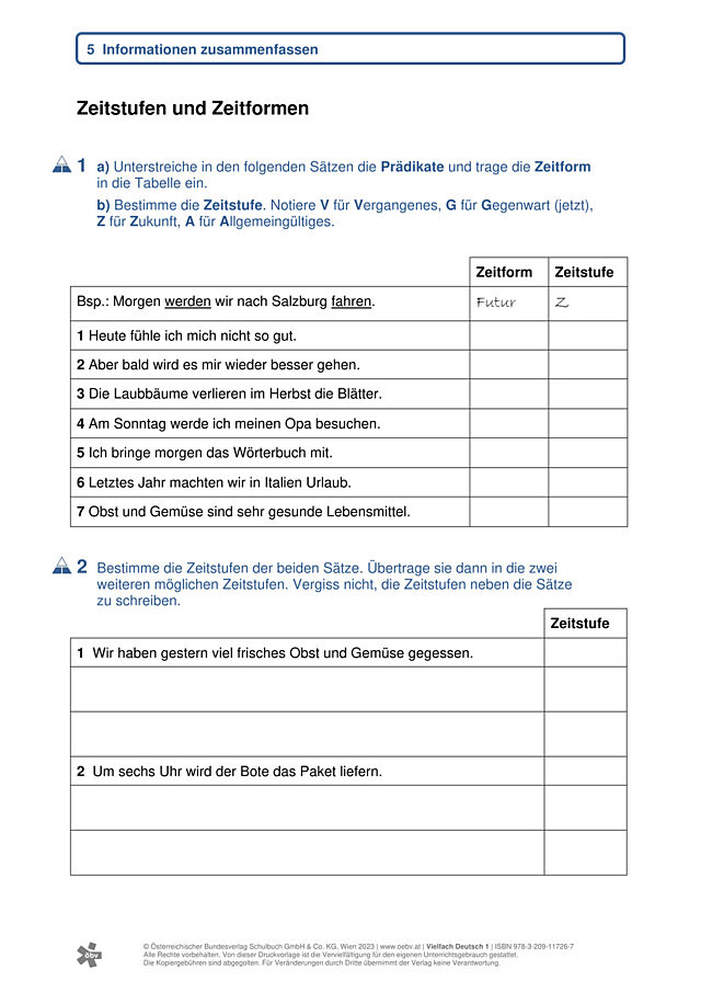 Zeitstufen und Zeitformen 1