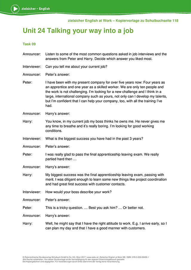 Talking your way into a job